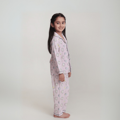 100% Cotton Purr - fect Kids Collar Night Suit Set – Kids Nightwear on Brown Living™. SKU: PST23K1. Img 3.