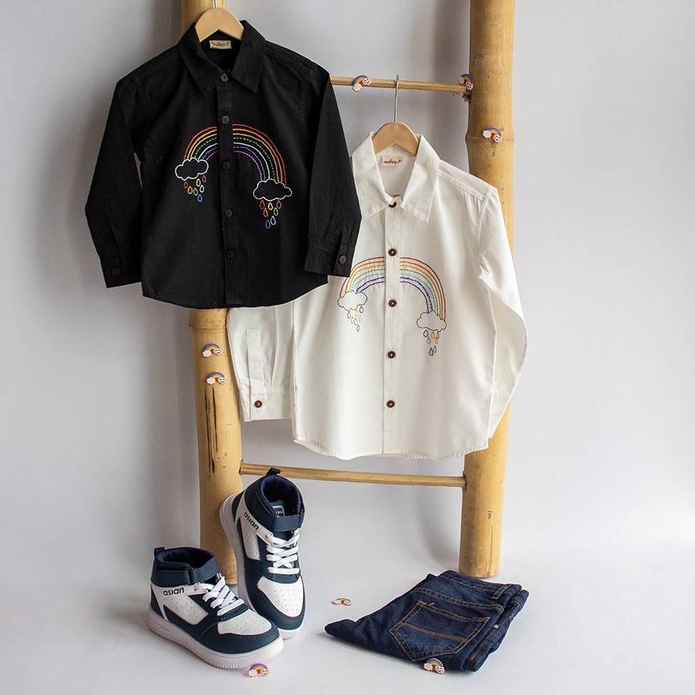 Rainbow Embroidered Shirt - Black | Verified Sustainable by Brown Living™