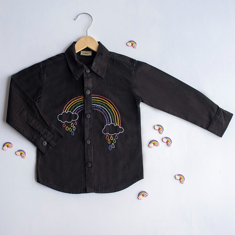 Rainbow Embroidered Shirt - Black | Verified Sustainable by Brown Living™