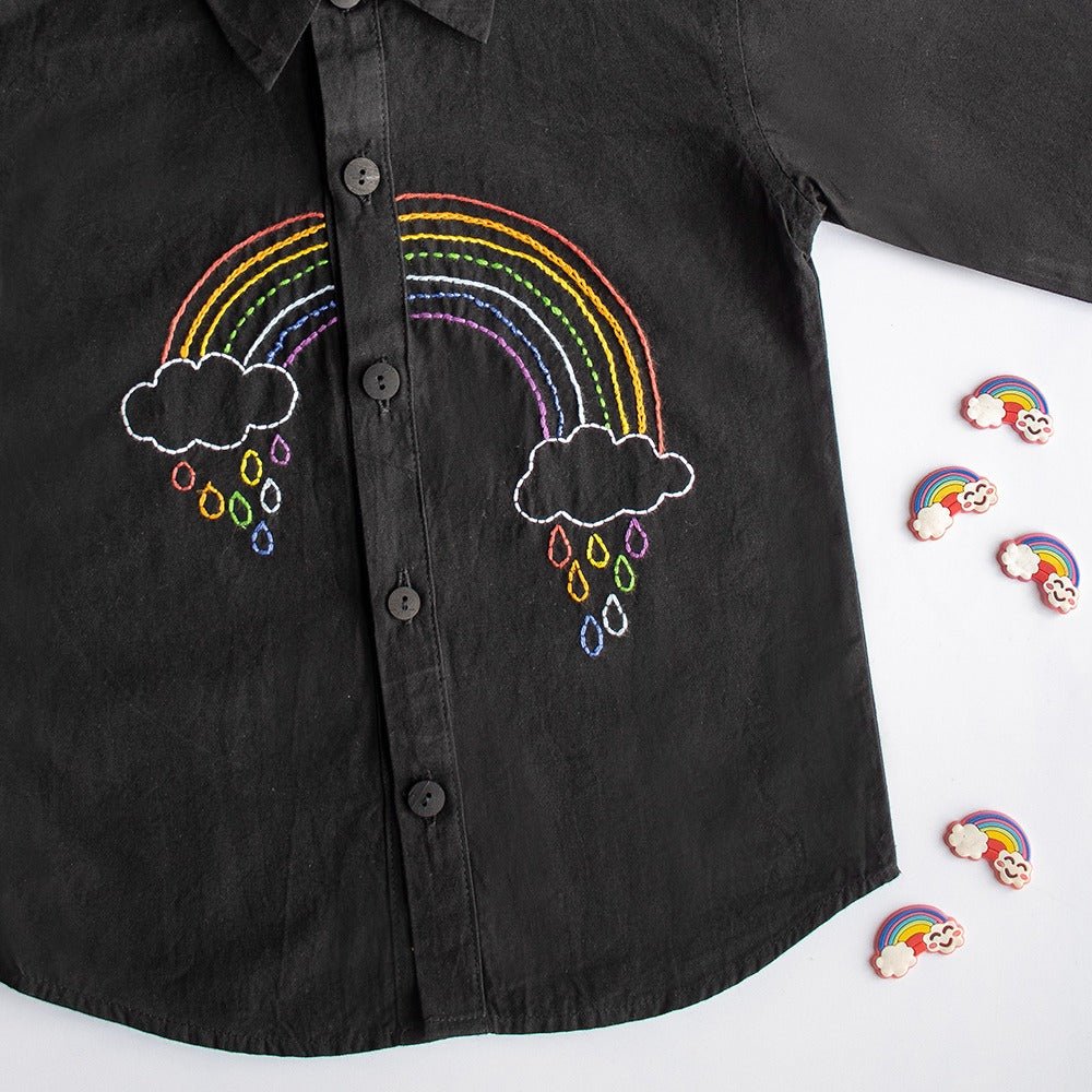 Rainbow Embroidered Shirt - Black | Verified Sustainable by Brown Living™