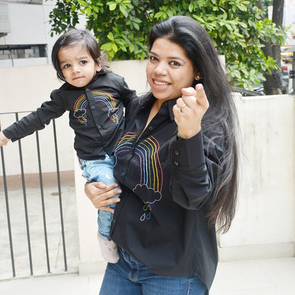 Rainbow Embroidered Shirt for Women - Black | Verified Sustainable by Brown Living™