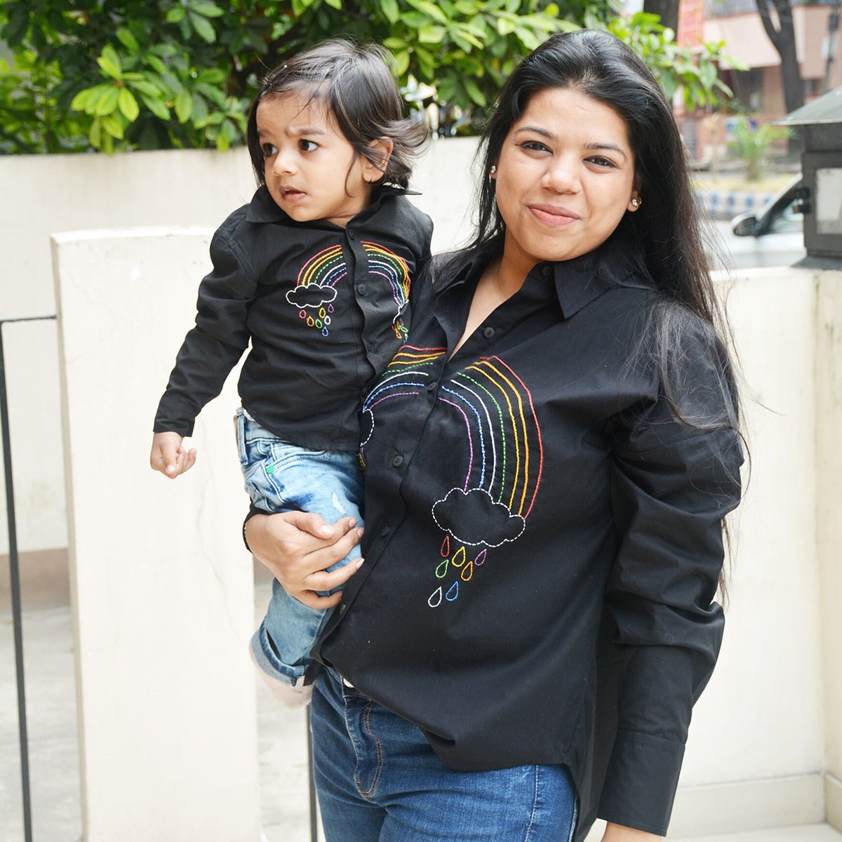 Rainbow Embroidered Shirt for Women - Black | Verified Sustainable by Brown Living™