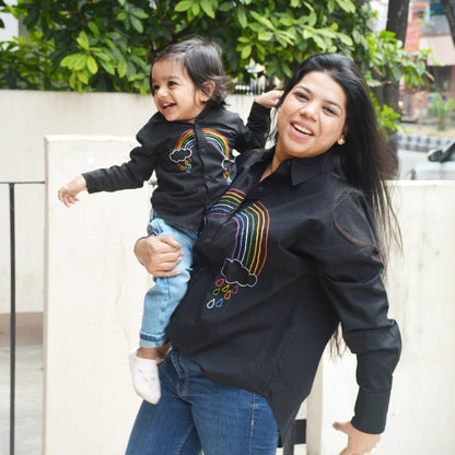 Rainbow Embroidered Shirt for Women - Black | Verified Sustainable by Brown Living™