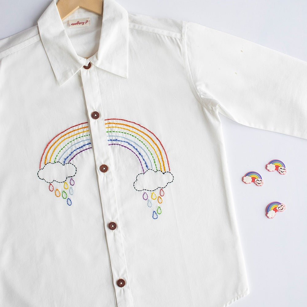 Rainbow Embroidered Shirt - White | Verified Sustainable by Brown Living™