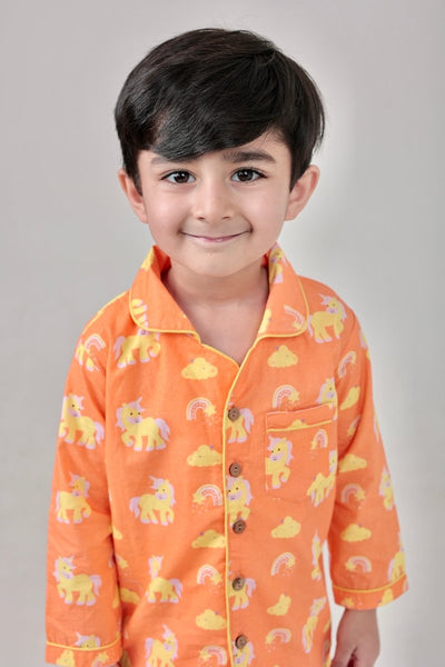 100% Cotton Rainbow Riders Kids Collar Night Suit Set – Kids Nightwear on Brown Living™. SKU: RRS23K1. Img 4.