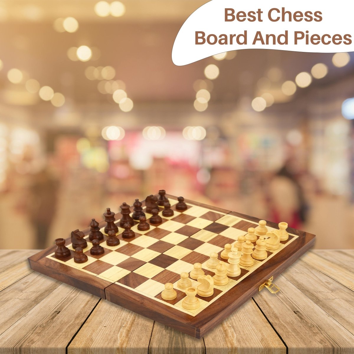 Rangohit's Wooden Foldable Chess Board Game - 8x8 inch | Verified Sustainable by Brown Living™