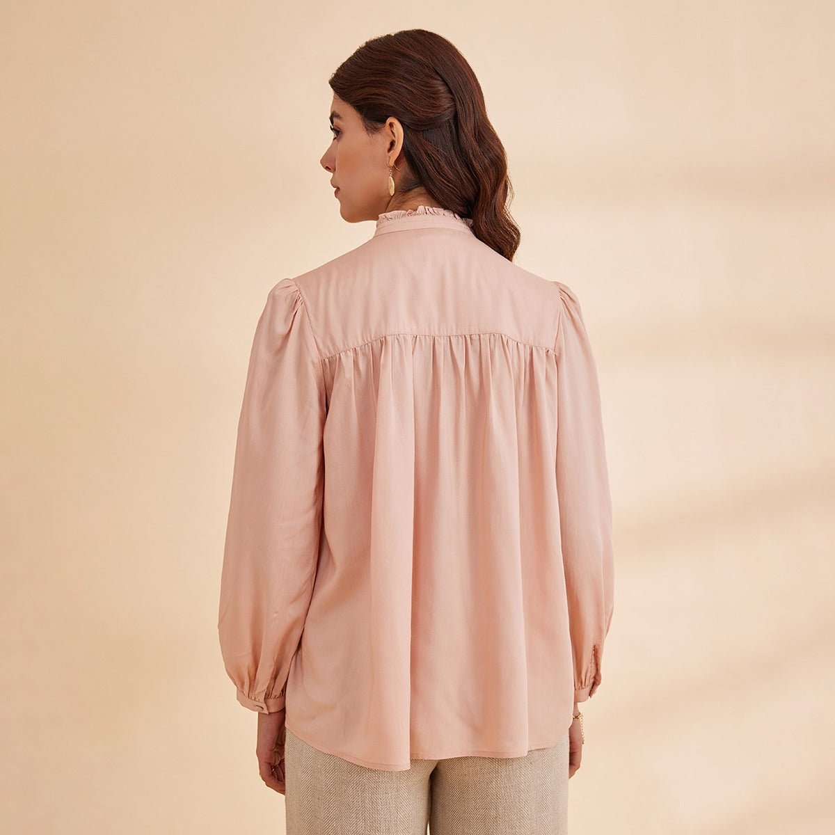 Reah - Pink Organic Bamboo Embroidered Shirt | Verified Sustainable by Brown Living™