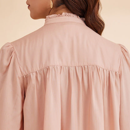 Reah - Pink Organic Bamboo Embroidered Shirt | Verified Sustainable by Brown Living™