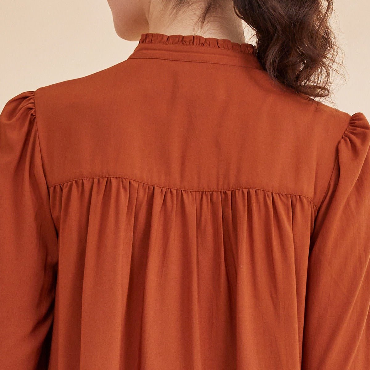 Reah - Rust Organic Bamboo Embroidered Shirt | Verified Sustainable by Brown Living™