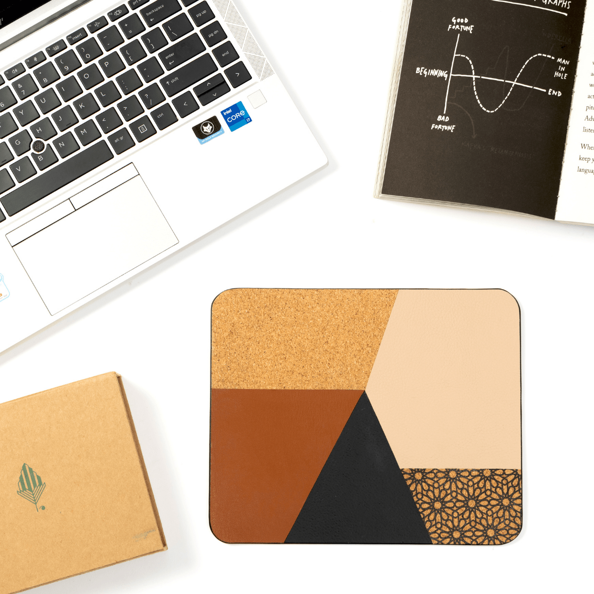Rectangular Mouse Pad – Plant Leather & Cork (Neutral Tones) | Verified Sustainable by Brown Living™