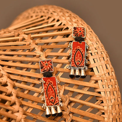 Red Black Printed Handmade Earrings | Verified Sustainable by Brown Living™