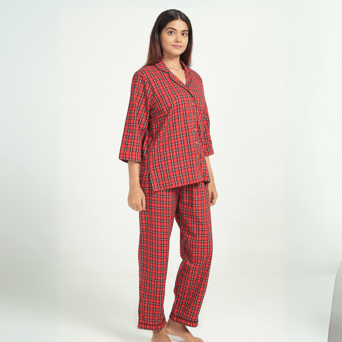 Red Cotton Checks Co - ord Set – Christmas Edition | Verified Sustainable by Brown Living™