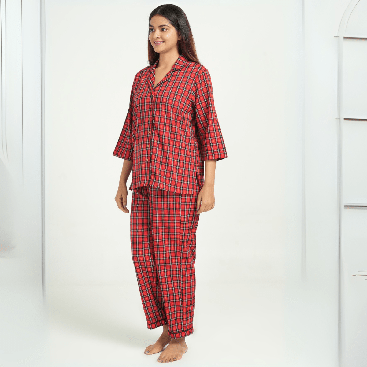 Red Cotton Checks Co - ord Set – Christmas Edition | Verified Sustainable by Brown Living™