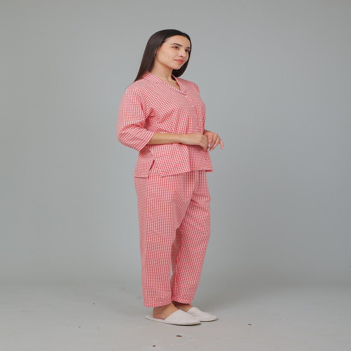 Red Cotton Checks Co - ord Set – Nightwear | Verified Sustainable by Brown Living™