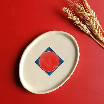 Red Moon Ceramic Dessert Plate – A Versatile Studio - Made Piece – Trays & Platters on Brown Living™. SKU: CTT01. Img 1.