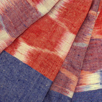 Red & Navy Blue Pure Pashmina Scarf - Ikat  | Verified Sustainable by Brown Living™