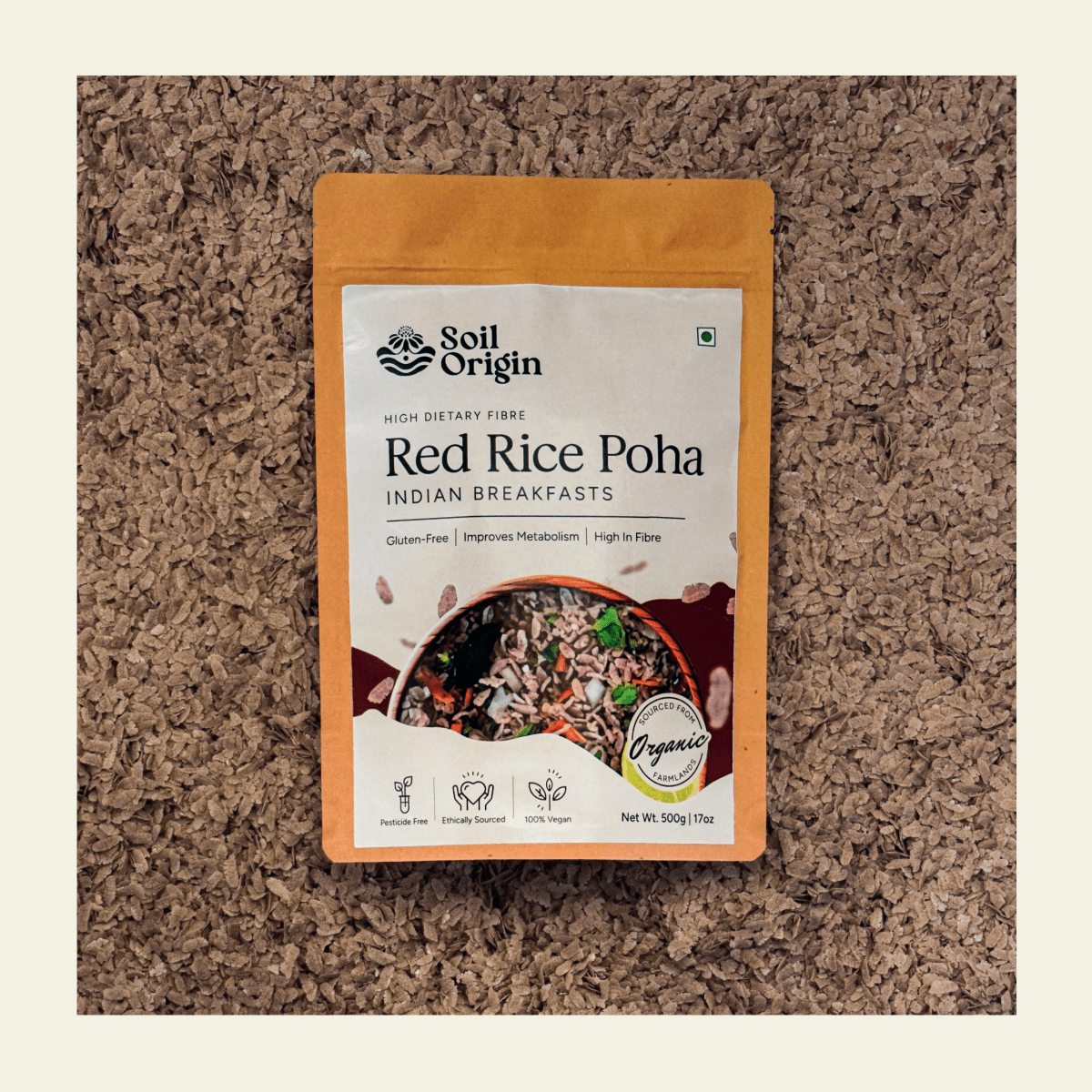 Red Poha | Fiber - Rich Flattened Rice | 500g | Verified Sustainable by Brown Living™