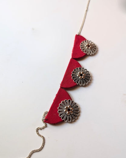 Red & Silver Toned Choker for Bold Pairing – Womens Necklaces by The serene by Rainvas available on Brown Living™. . SKU: RVS - SER - NECK - 28. Img 6.
