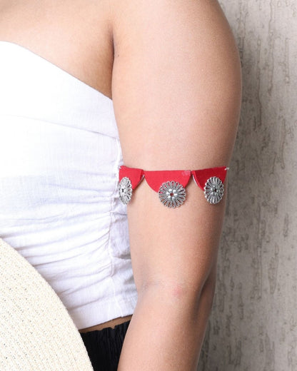 Red & Silver Toned Choker for Bold Pairing – Womens Necklaces by The serene by Rainvas available on Brown Living™. . SKU: RVS - SER - NECK - 28. Img 3.