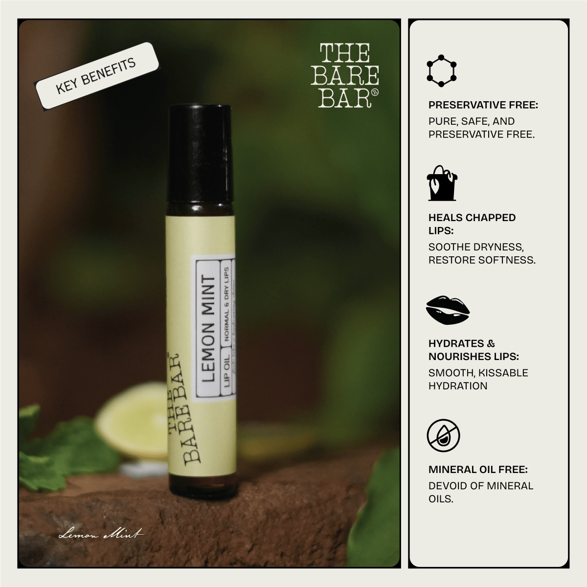 Refreshing Lemon Mint Lip Oil for Shine and Care | Verified Sustainable by Brown Living™
