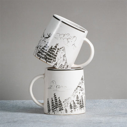 Reindeer Ceramic Mug - Pack of 2 - 350ml Each | Verified Sustainable by Brown Living™