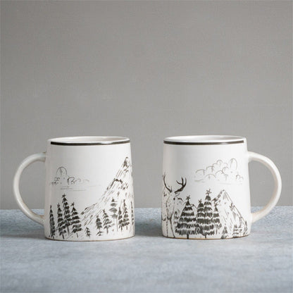 Reindeer Ceramic Mug - Pack of 2 - 350ml Each | Verified Sustainable by Brown Living™