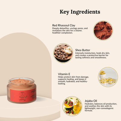 Red Clay Mask - 50g – Face Pack on Brown Living™. SKU: RCM - 01. Img 3.