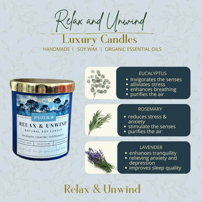 Relax & Unwind Scented Candle | Pure Soy Wax | Eucalyptus, Rosemary & Lavender Essential Oils | Verified Sustainable by Brown Living™