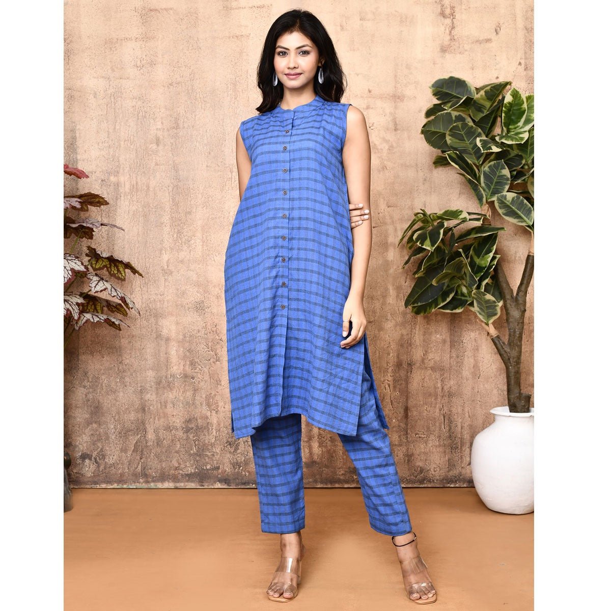 Ren Blue Handloom Cotton Kurta Set | Verified Sustainable by Brown Living™