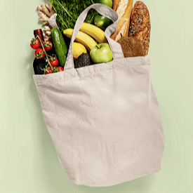 Reusable Cotton Tote Bag with Zipper | Large Capacity Grocery Bag (Pack of 4) | Verified Sustainable by Brown Living™