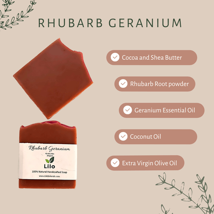 Rhubarb Geranium Bar Soap for Dry Skin with Shea & Cocoa Butter | Verified Sustainable by Brown Living™