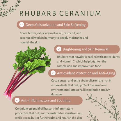 Rhubarb Geranium Bar Soap for Dry Skin with Shea & Cocoa Butter | Verified Sustainable by Brown Living™