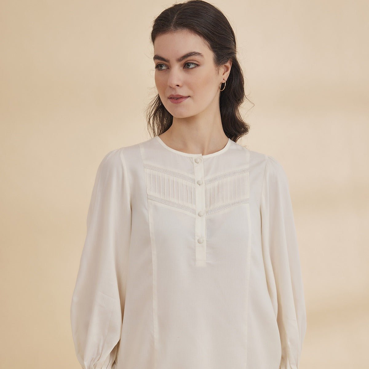 Rihanne - Ecru Organic Bamboo Cream Color Top | Verified Sustainable by Brown Living™