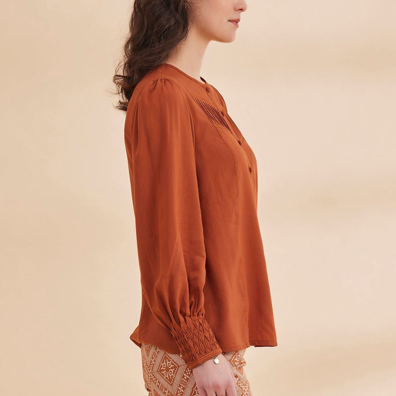 Rihanne - Rust Organic Bamboo Rust Color Top | Verified Sustainable by Brown Living™