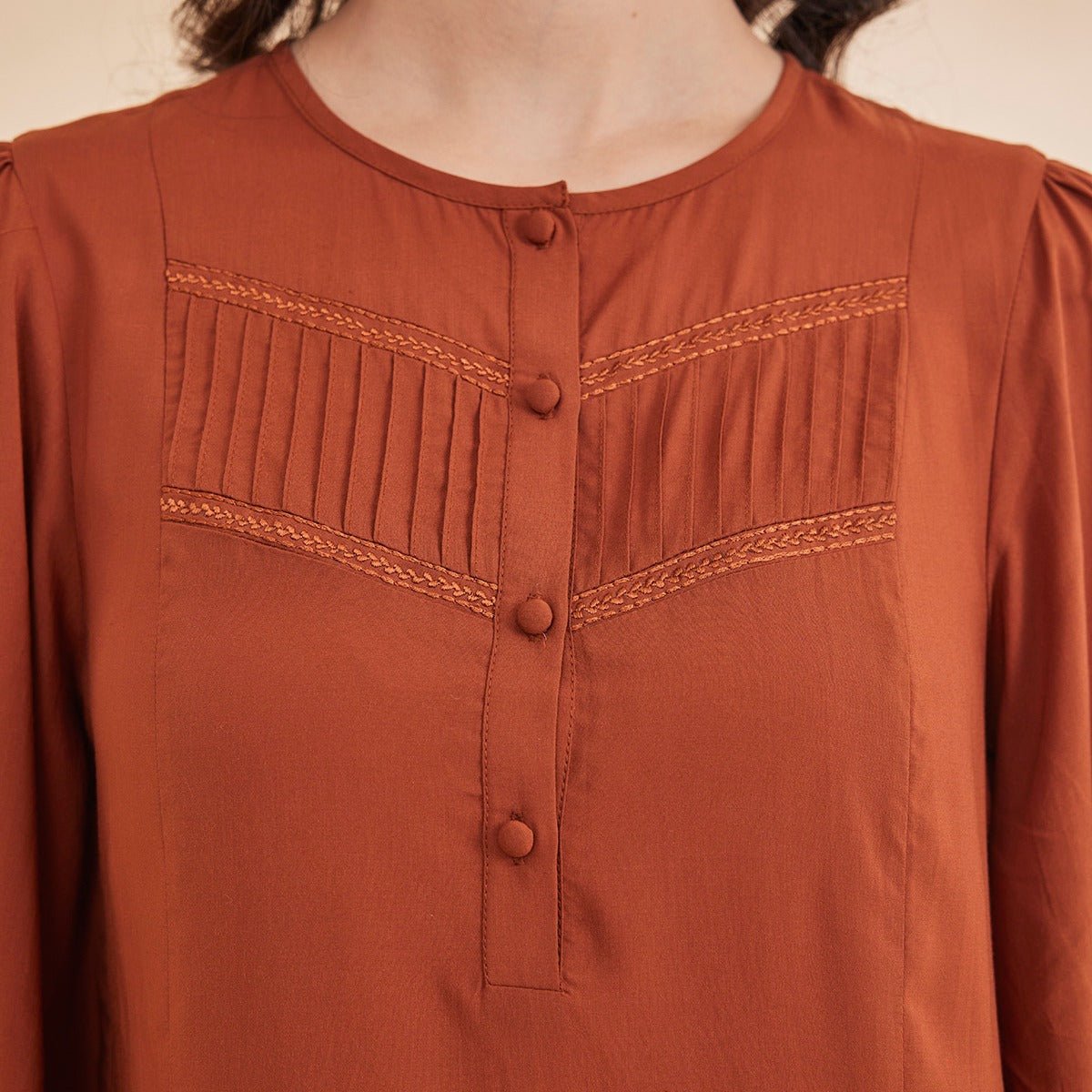 Rihanne - Rust Organic Bamboo Rust Color Top | Verified Sustainable by Brown Living™