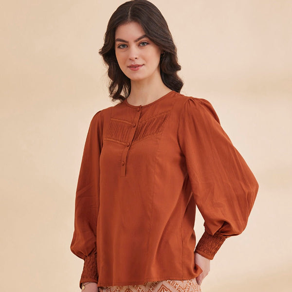 Rihanne - Rust Organic Bamboo Rust Color Top | Verified Sustainable by Brown Living™