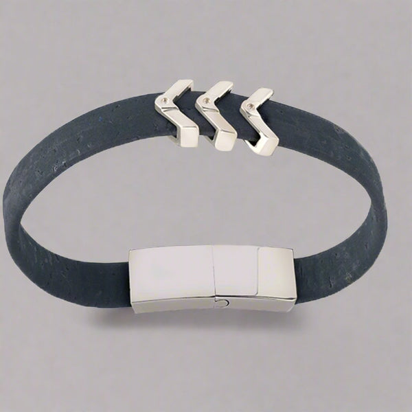 Rise Mens Bracelet in Navy Blue and Silver | Verified Sustainable by Brown Living™