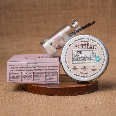 Romantic Rose Vanilla Deodorant for Long - Lasting Aroma – Deodorant by The Bare Bar available on Brown Living™. 20gm . SKU: 8904448006711. Img 1.