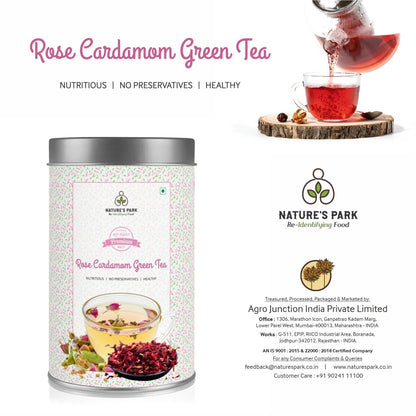 Rose Cardamom Green Tea Can 100g | Verified Sustainable by Brown Living™