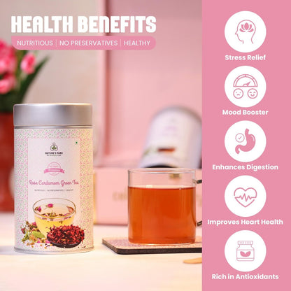 Rose Cardamom Green Tea Can 100g | Verified Sustainable by Brown Living™