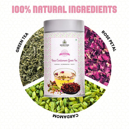 Rose Cardamom Green Tea Can 100g | Verified Sustainable by Brown Living™