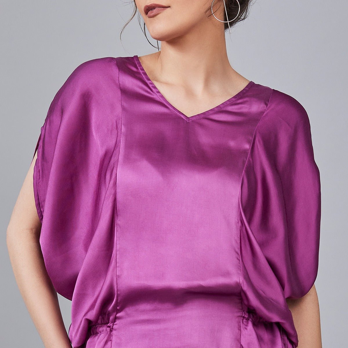 Rosetta - Purple Adjustable Kaftan with Side Cowl Drape | Verified Sustainable by Brown Living™