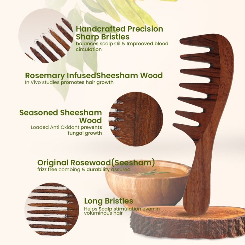 Rosewood Wide Tooth Comb Pack of 1 | Verified Sustainable by Brown Living™