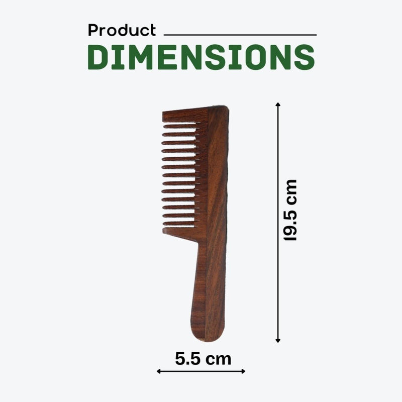 Rosewood Wide Tooth Handle Comb for Hair Growth & Anti Frizz | Verified Sustainable by Brown Living™