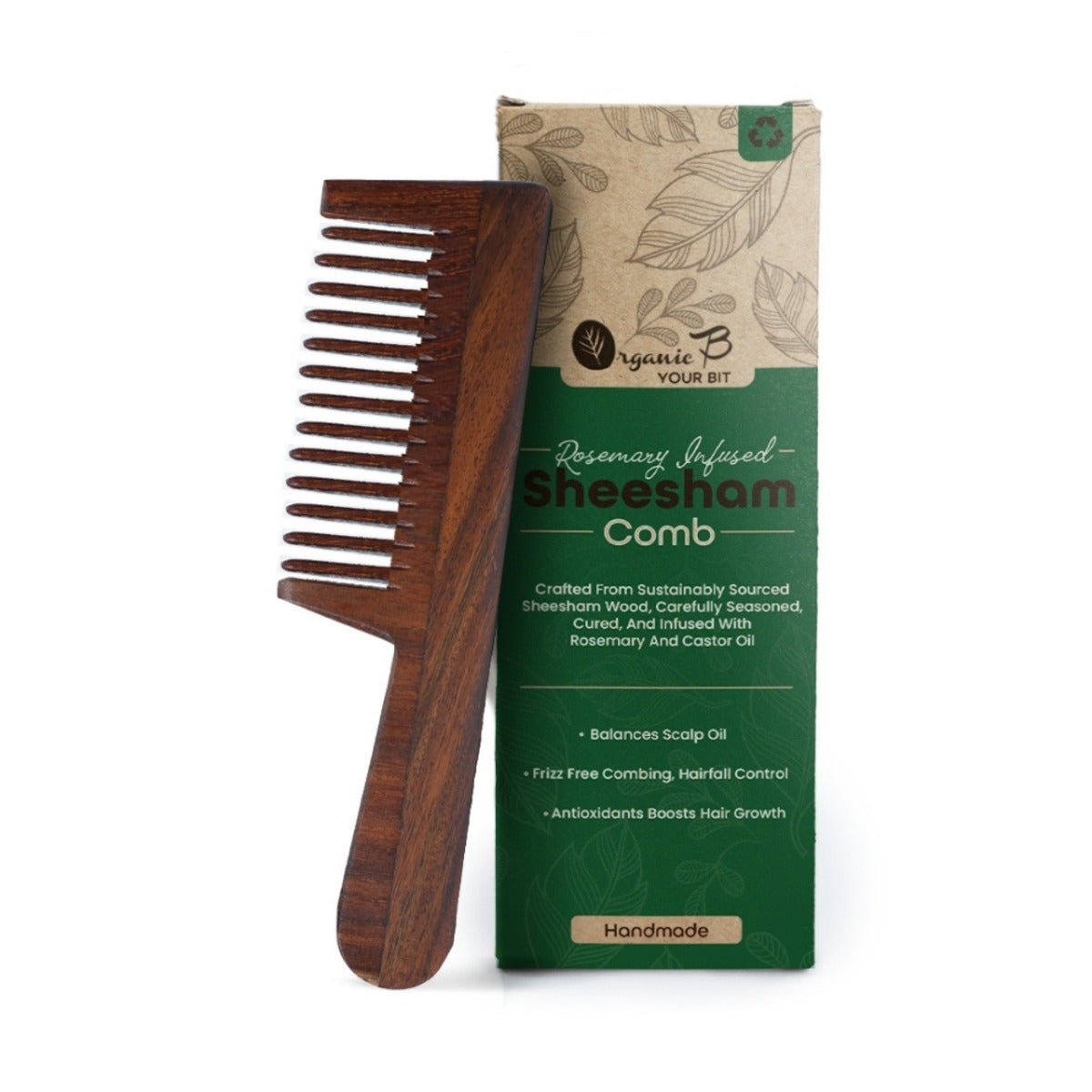 Rosewood Wide Tooth Handle Comb for Hair Growth & Anti Frizz | Verified Sustainable by Brown Living™