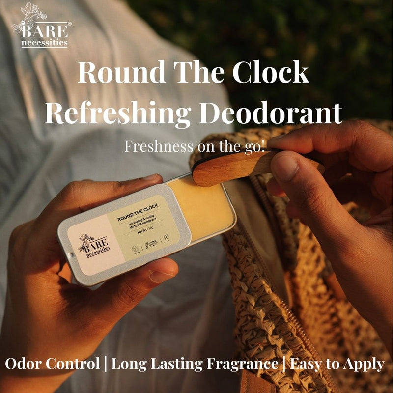 Round The Clock Solid Deodorant for Women & Men | Earthy Premium Fragrance | 15g | Verified Sustainable by Brown Living™