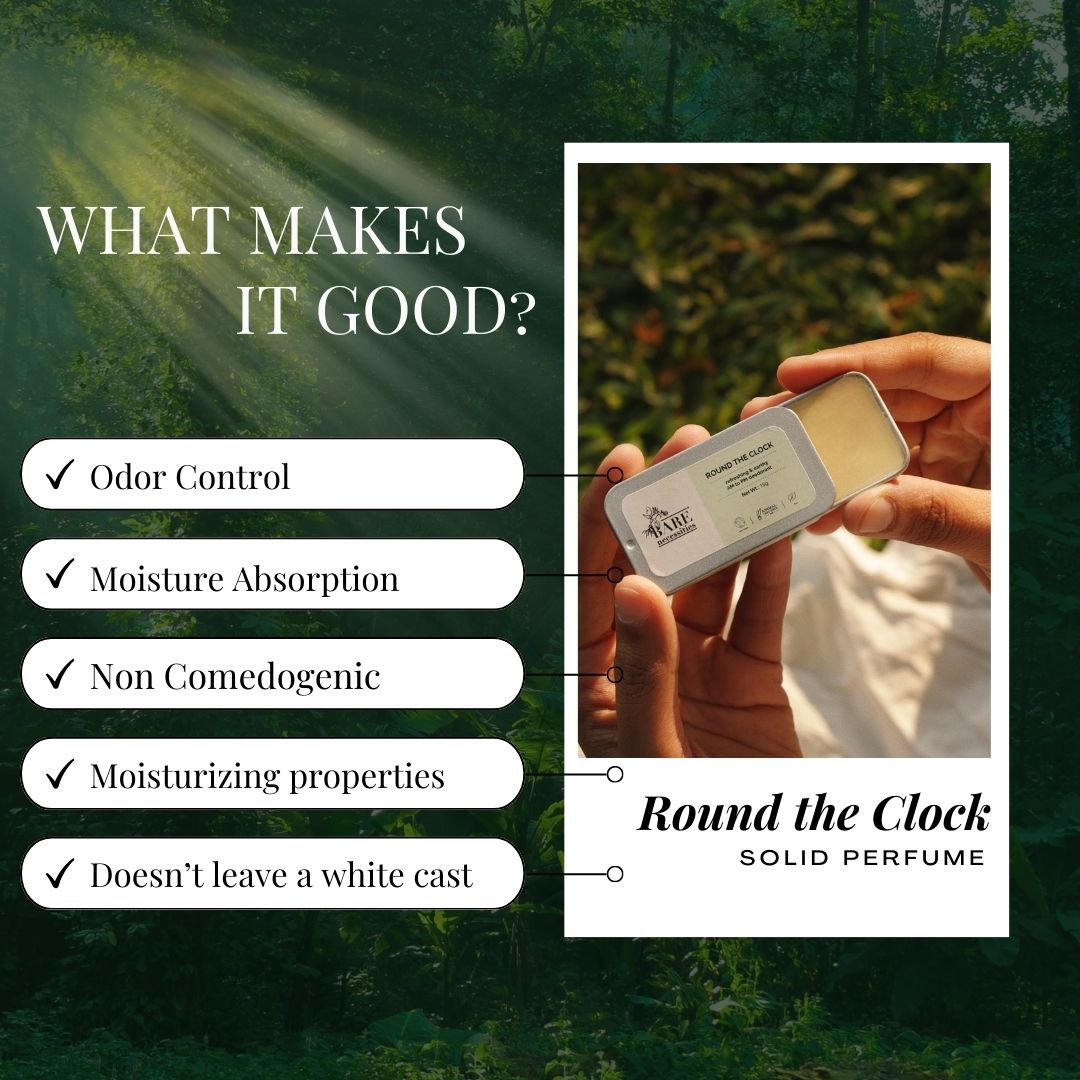 Round The Clock Solid Deodorant for Women & Men | Earthy Premium Fragrance | 15g | Verified Sustainable by Brown Living™