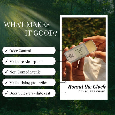 Round The Clock Solid Deodorant for Women & Men | Earthy Premium Fragrance | 15g – Deodorant on Brown Living™. SKU: BNPC 1035. Img 4.