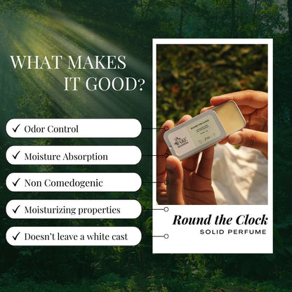 Round The Clock Solid Deodorant for Women & Men | Earthy Premium Fragrance | 15g | Verified Sustainable by Brown Living™