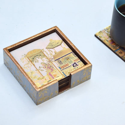 Royal Indian Mahal Coasters | Set of 6 with Holder | Verified Sustainable by Brown Living™